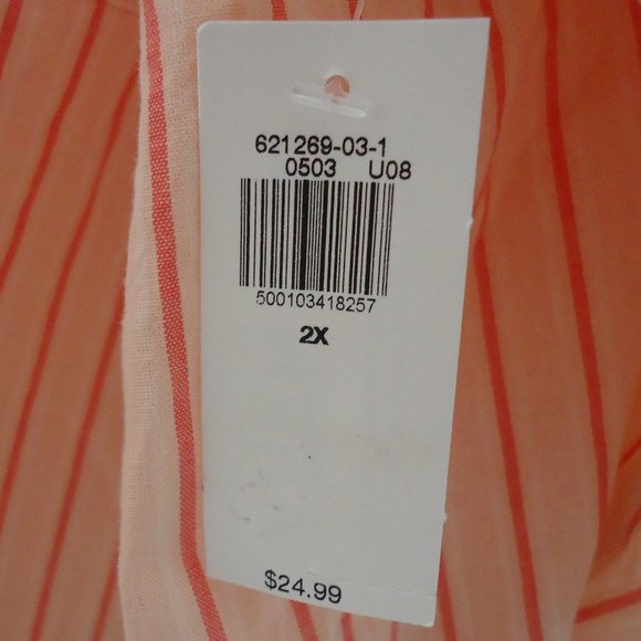 Old Navy* Women's 3/4 Long Sleeve Button Down Curved Hem Striped Blouse~ Size 2X - Picture 5 of 11